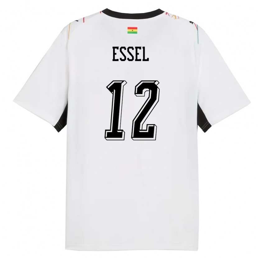 Danxen Hombre Camiseta Ghana Aaron Essel #12 Blanco Negro Amarillo 1ª Equipación 26-28 La Camisa