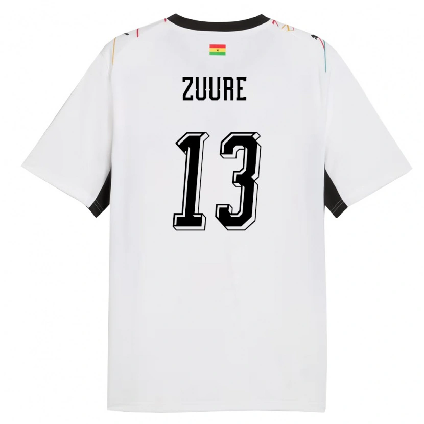 Danxen Hombre Camiseta Ghana Moses Salifu Bawa Zuure #13 Blanco Negro Amarillo 1ª Equipación 26-28 La Camisa