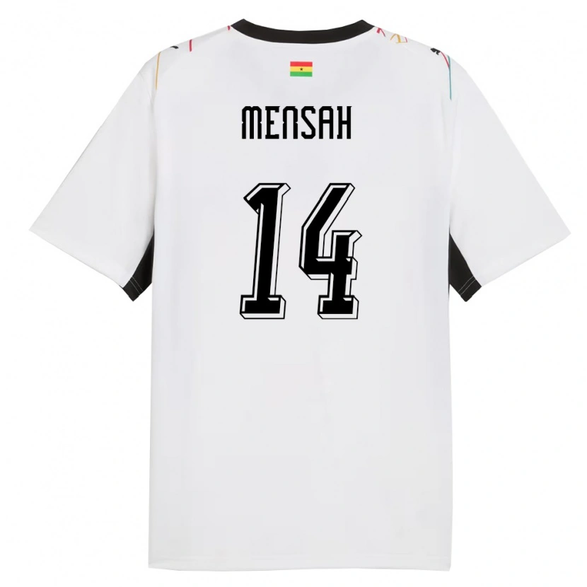 Danxen Hombre Camiseta Ghana Gideon Mensah #14 Blanco Negro Amarillo 1ª Equipación 26-28 La Camisa