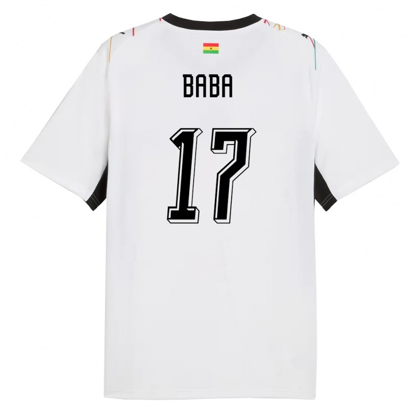 Danxen Hombre Camiseta Ghana Abdul-Rahman Baba #17 Blanco Negro Amarillo 1ª Equipación 26-28 La Camisa