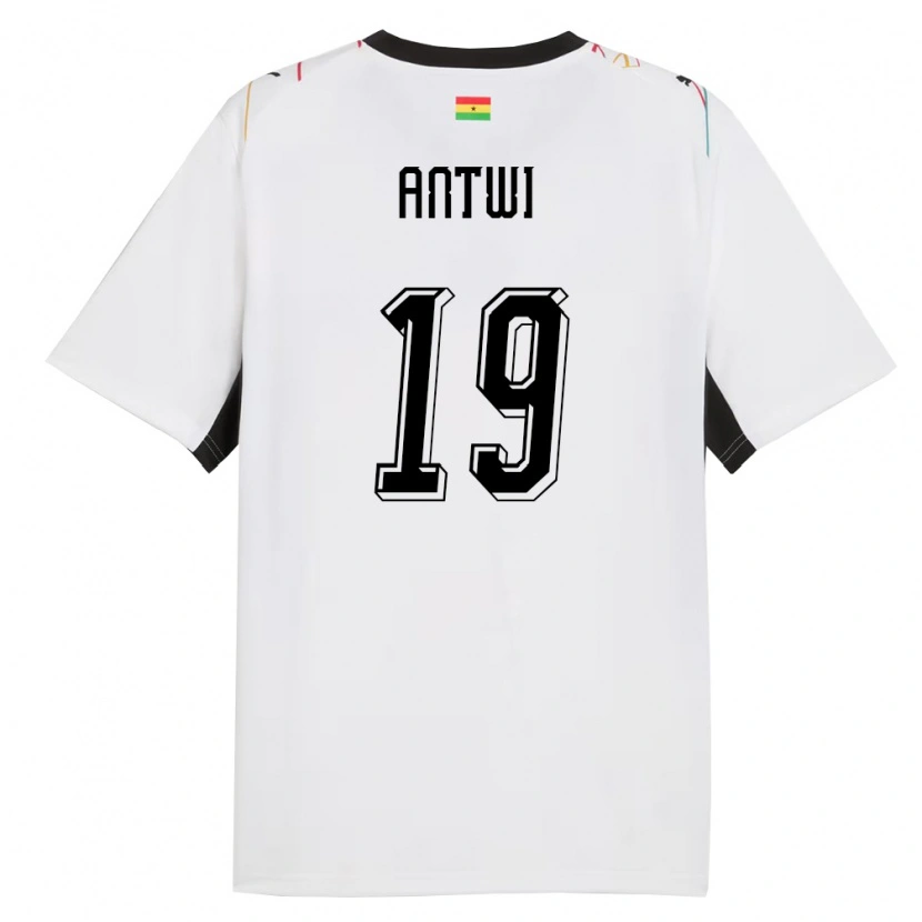 Danxen Hombre Camiseta Ghana Emmanuel Antwi #19 Blanco Negro Amarillo 1ª Equipación 26-28 La Camisa