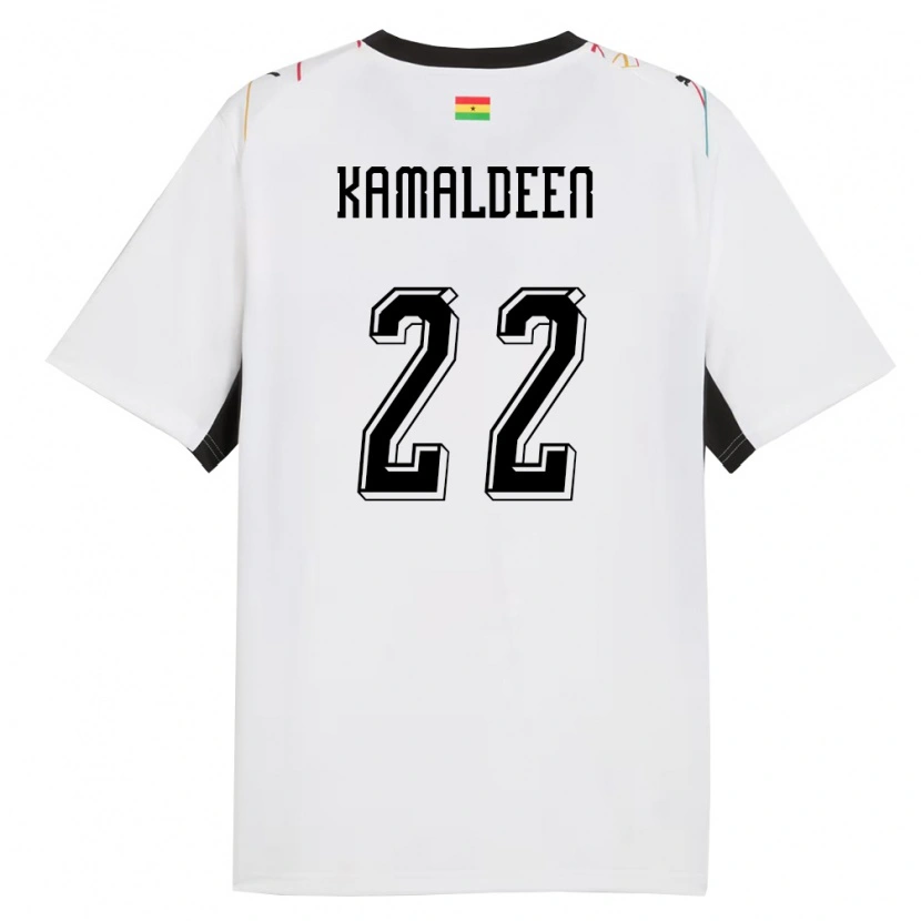 Danxen Hombre Camiseta Ghana Kamaldeen Sulemana #22 Blanco Negro Amarillo 1ª Equipación 26-28 La Camisa
