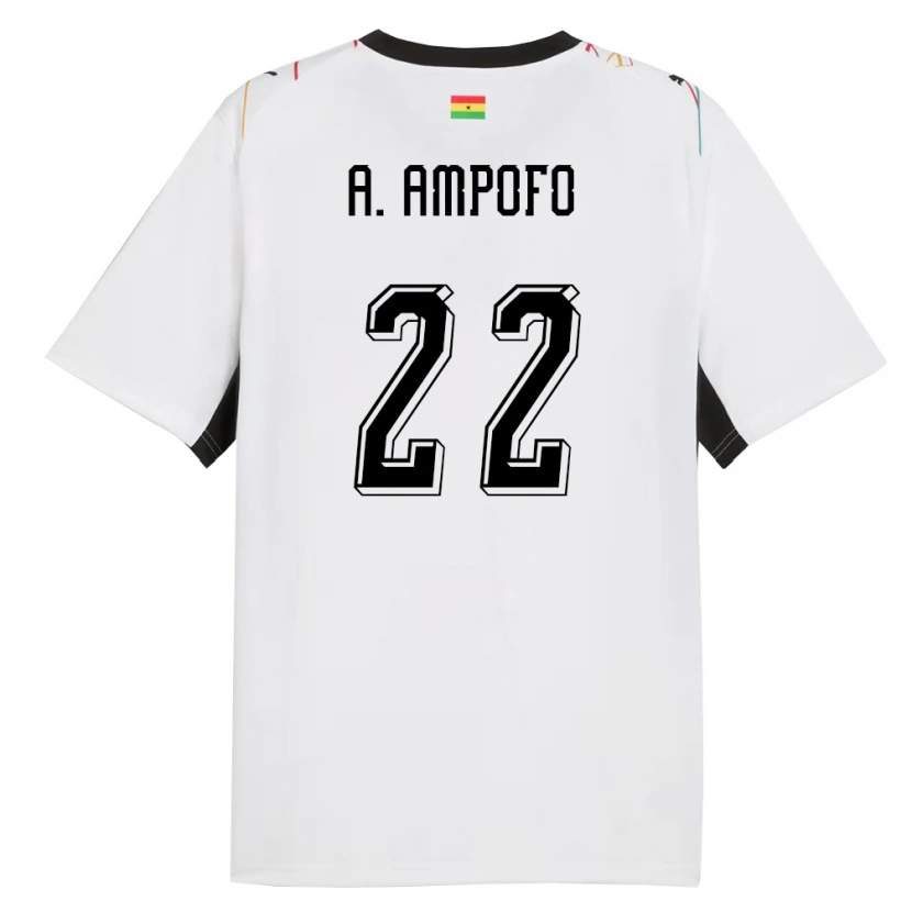 Danxen Hombre Camiseta Ghana Eugene Amankwah Ampofo #22 Blanco Negro Amarillo 1ª Equipación 26-28 La Camisa