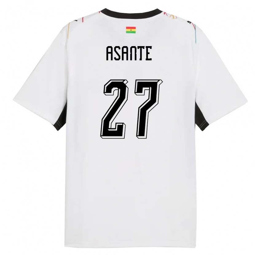 Danxen Hombre Camiseta Ghana Brandon Thomas-Asante #27 Blanco Negro Amarillo 1ª Equipación 26-28 La Camisa