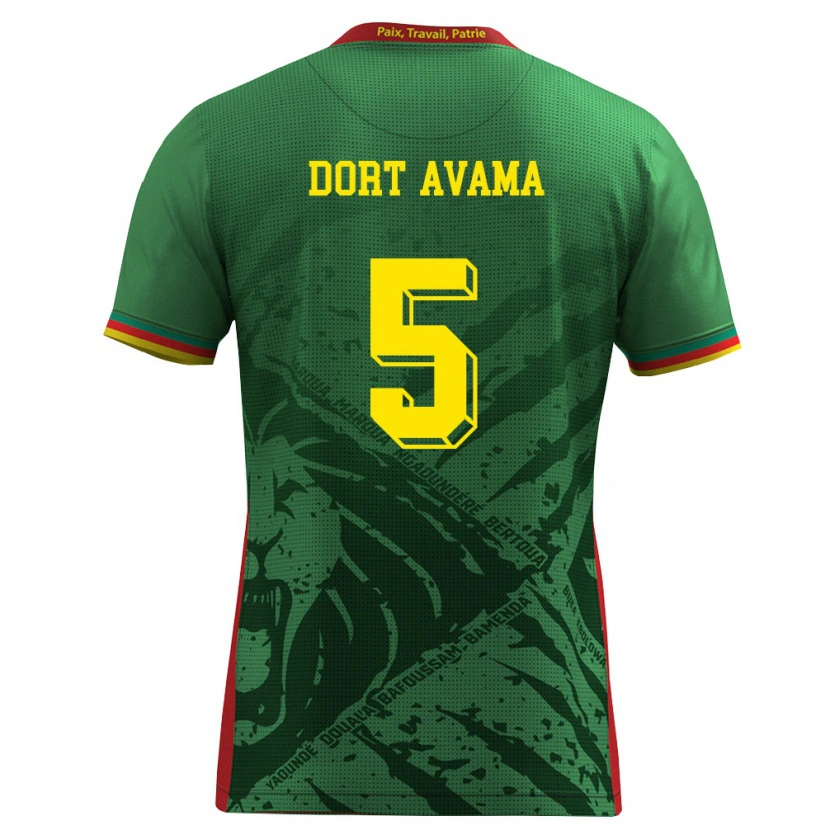 Danxen Hombre Camiseta Camerún Dieu Ne Dort Avama #5 Verde Amarillo Rojo 1ª Equipación 26-28 La Camisa