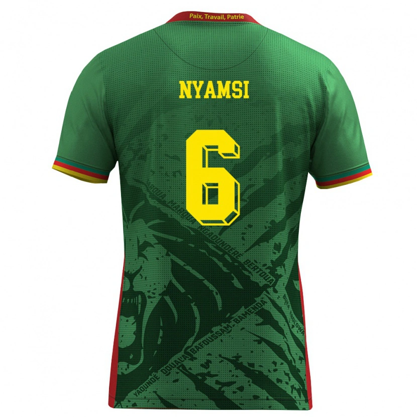 Danxen Hombre Camiseta Camerún Gerzino Nyamsi #6 Verde Amarillo Rojo 1ª Equipación 26-28 La Camisa