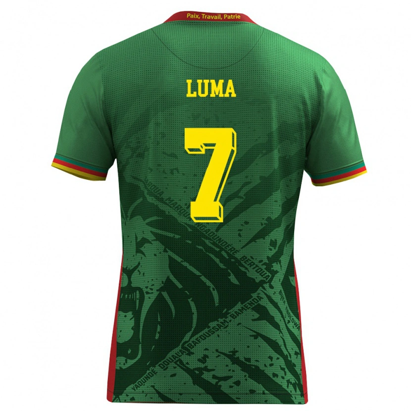 Danxen Hombre Camiseta Camerún Franck Luma #7 Verde Amarillo Rojo 1ª Equipación 26-28 La Camisa