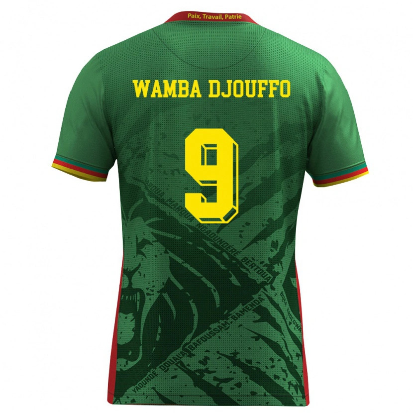 Danxen Hombre Camiseta Camerún Leonel Wamba Djouffo #9 Verde Amarillo Rojo 1ª Equipación 26-28 La Camisa