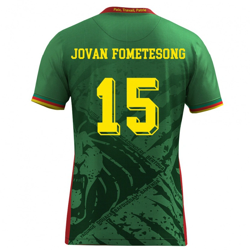 Danxen Hombre Camiseta Camerún Ralph Jovan Fometesong #15 Verde Amarillo Rojo 1ª Equipación 26-28 La Camisa