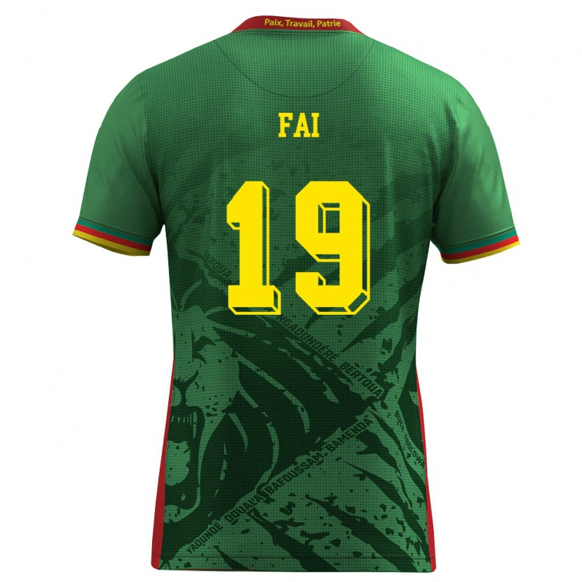 Danxen Hombre Camiseta Camerún Collins Fai #19 Verde Amarillo Rojo 1ª Equipación 26-28 La Camisa