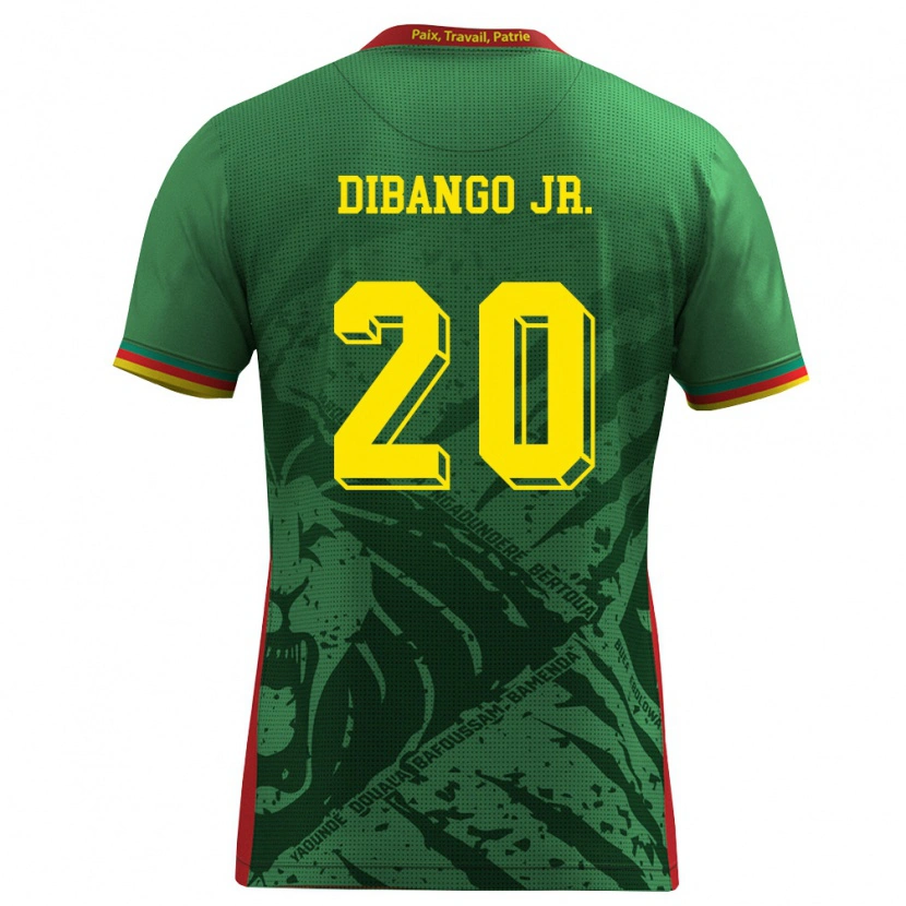 Danxen Hombre Camiseta Camerún Yvan Dibango #20 Verde Amarillo Rojo 1ª Equipación 26-28 La Camisa