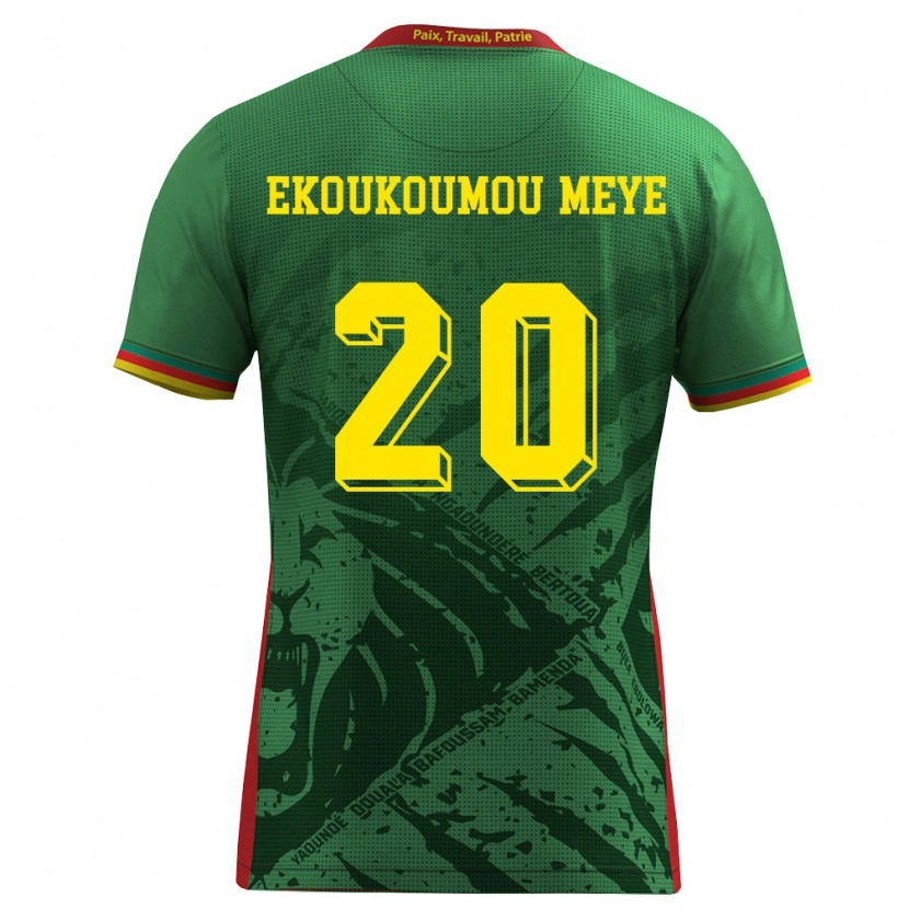 Danxen Hombre Camiseta Camerún Ivan Donald Ekoukoumou Meye #20 Verde Amarillo Rojo 1ª Equipación 26-28 La Camisa