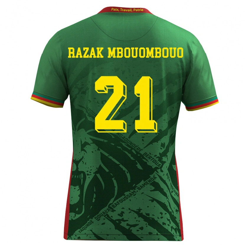 Danxen Hombre Camiseta Camerún Abdoul Razak Mbouombouo #21 Verde Amarillo Rojo 1ª Equipación 26-28 La Camisa