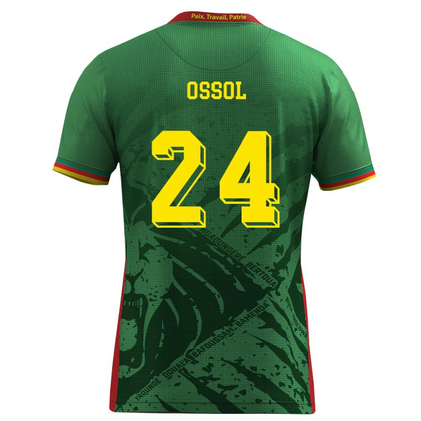 Danxen Hombre Camiseta Camerún Kevine Ossol #24 Verde Amarillo Rojo 1ª Equipación 26-28 La Camisa