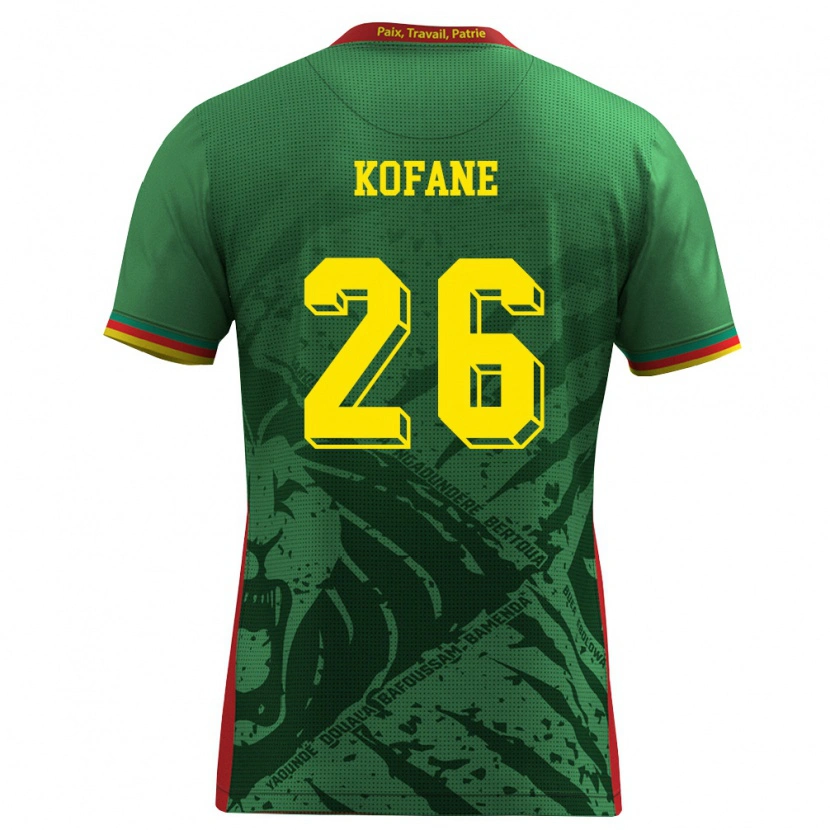 Danxen Hombre Camiseta Camerún Christian Kofane #26 Verde Amarillo Rojo 1ª Equipación 26-28 La Camisa