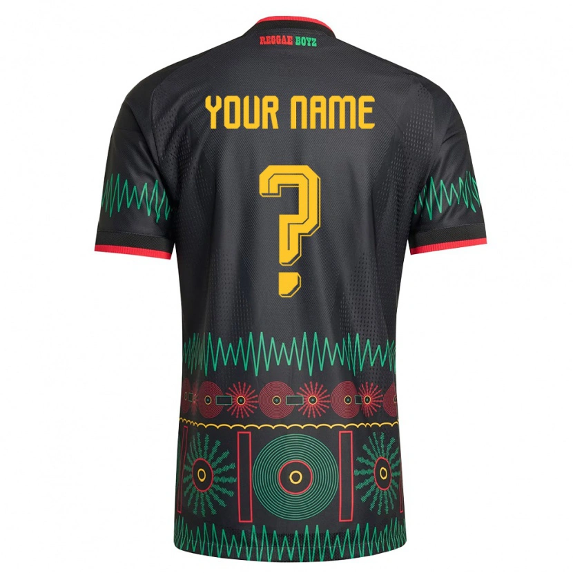 Danxen Hombre Camiseta Jamaica Su Nombre #0 Negro Rojo Amarillo 2ª Equipación 26-28 La Camisa