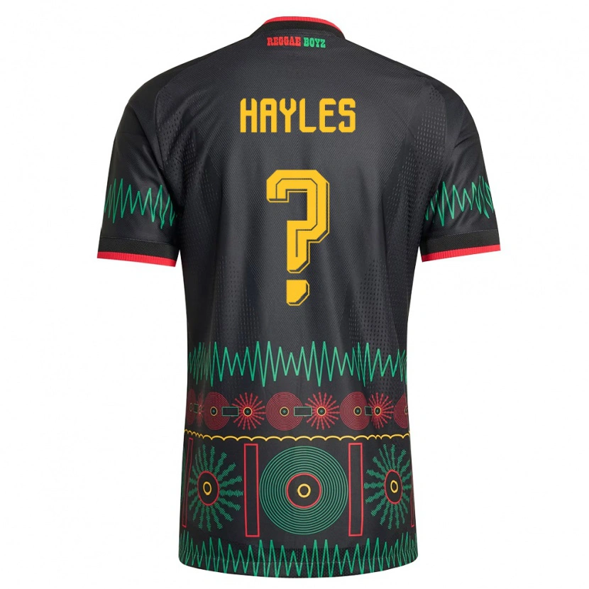 Danxen Hombre Camiseta Jamaica Shania Hayles #0 Negro Rojo Amarillo 2ª Equipación 26-28 La Camisa