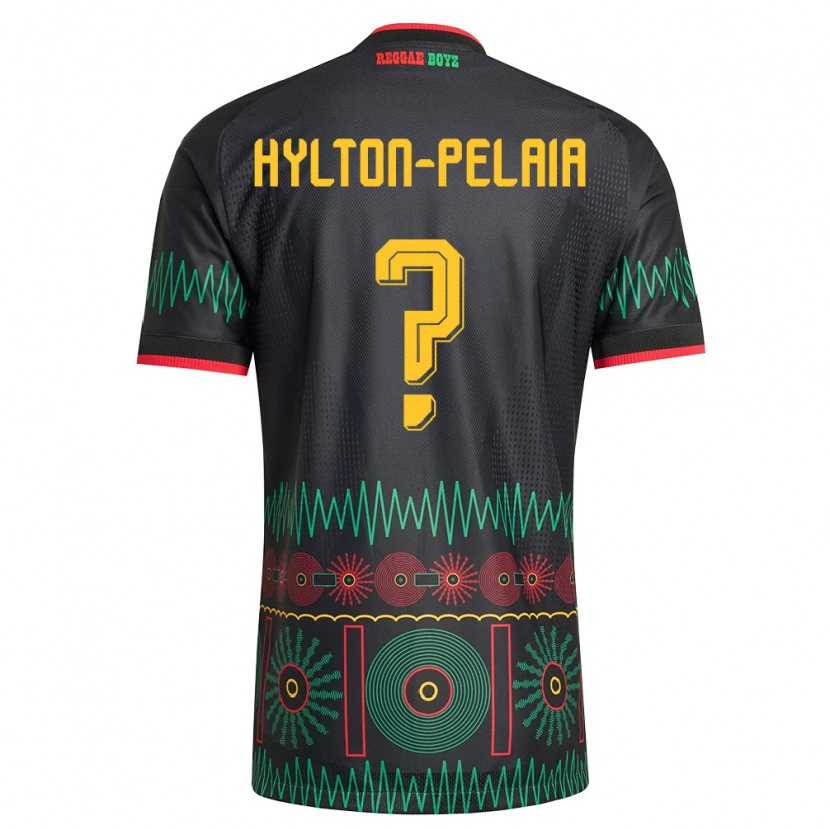 Danxen Hombre Camiseta Jamaica Jayda Hylton-Pelaia #0 Negro Rojo Amarillo 2ª Equipación 26-28 La Camisa
