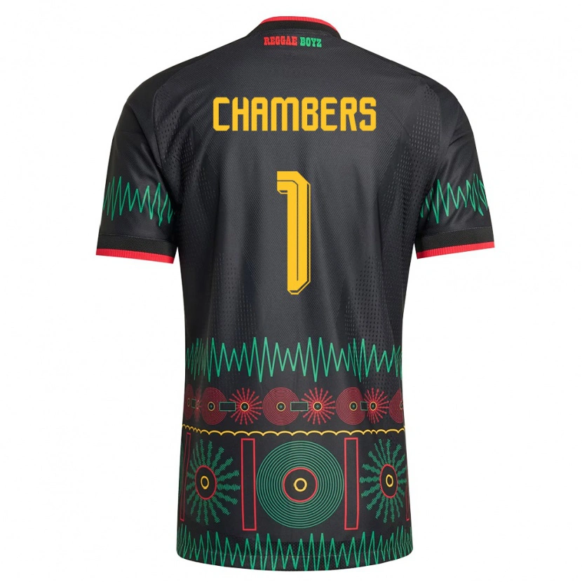 Danxen Hombre Camiseta Jamaica Tafari Chambers #1 Negro Rojo Amarillo 2ª Equipación 26-28 La Camisa