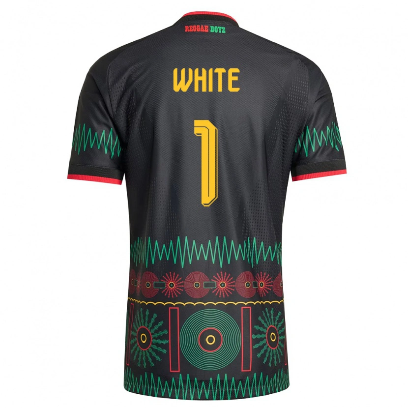 Danxen Hombre Camiseta Jamaica O'mario White #1 Negro Rojo Amarillo 2ª Equipación 26-28 La Camisa