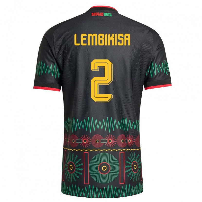 Danxen Hombre Camiseta Jamaica Dexter Lembikisa #2 Negro Rojo Amarillo 2ª Equipación 26-28 La Camisa