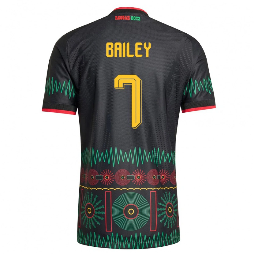 Danxen Hombre Camiseta Jamaica Leon Bailey #7 Negro Rojo Amarillo 2ª Equipación 26-28 La Camisa