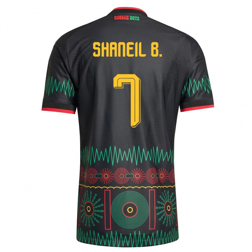 Danxen Hombre Camiseta Jamaica Shaneil Buckley #7 Negro Rojo Amarillo 2ª Equipación 26-28 La Camisa