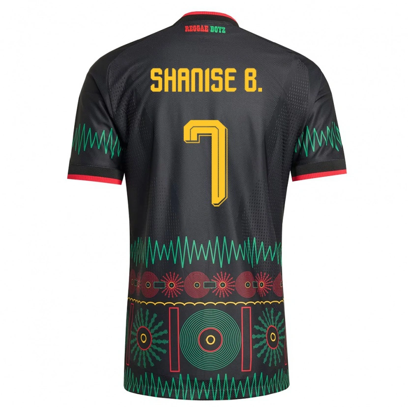 Danxen Hombre Camiseta Jamaica Shanise Buckley #7 Negro Rojo Amarillo 2ª Equipación 26-28 La Camisa