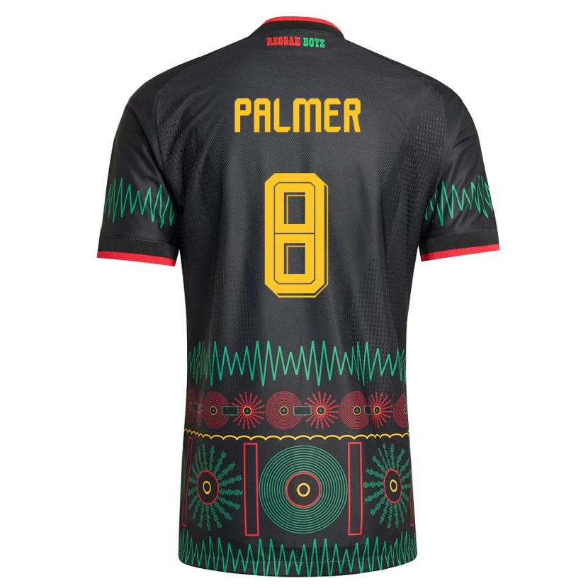 Danxen Hombre Camiseta Jamaica Kasey Palmer #8 Negro Rojo Amarillo 2ª Equipación 26-28 La Camisa