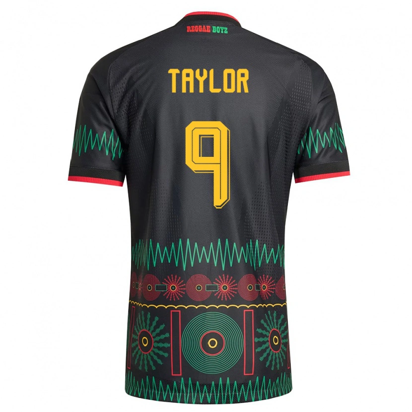 Danxen Hombre Camiseta Jamaica Giovanni Taylor #9 Negro Rojo Amarillo 2ª Equipación 26-28 La Camisa