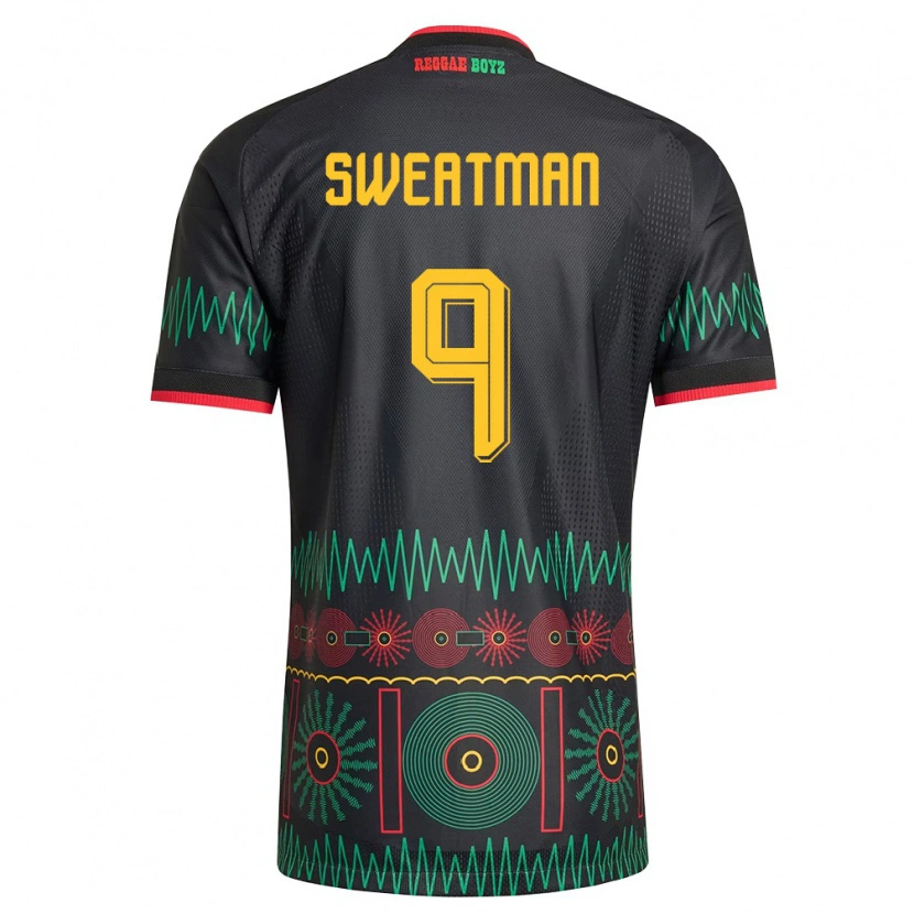 Danxen Hombre Camiseta Jamaica Marlo Sweatman #9 Negro Rojo Amarillo 2ª Equipación 26-28 La Camisa