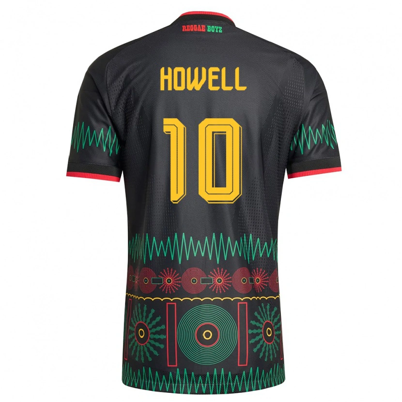 Danxen Hombre Camiseta Jamaica Jabarie Howell #10 Negro Rojo Amarillo 2ª Equipación 26-28 La Camisa