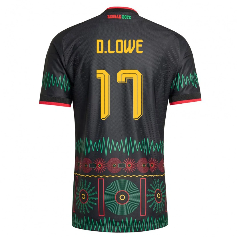 Danxen Hombre Camiseta Jamaica Damion Lowe #17 Negro Rojo Amarillo 2ª Equipación 26-28 La Camisa