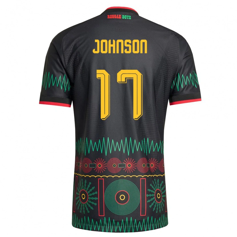 Danxen Hombre Camiseta Jamaica Jabar Johnson #17 Negro Rojo Amarillo 2ª Equipación 26-28 La Camisa
