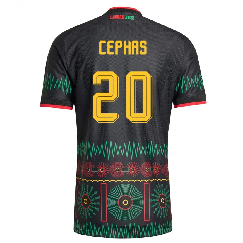 Danxen Hombre Camiseta Jamaica Renaldo Cephas #20 Negro Rojo Amarillo 2ª Equipación 26-28 La Camisa