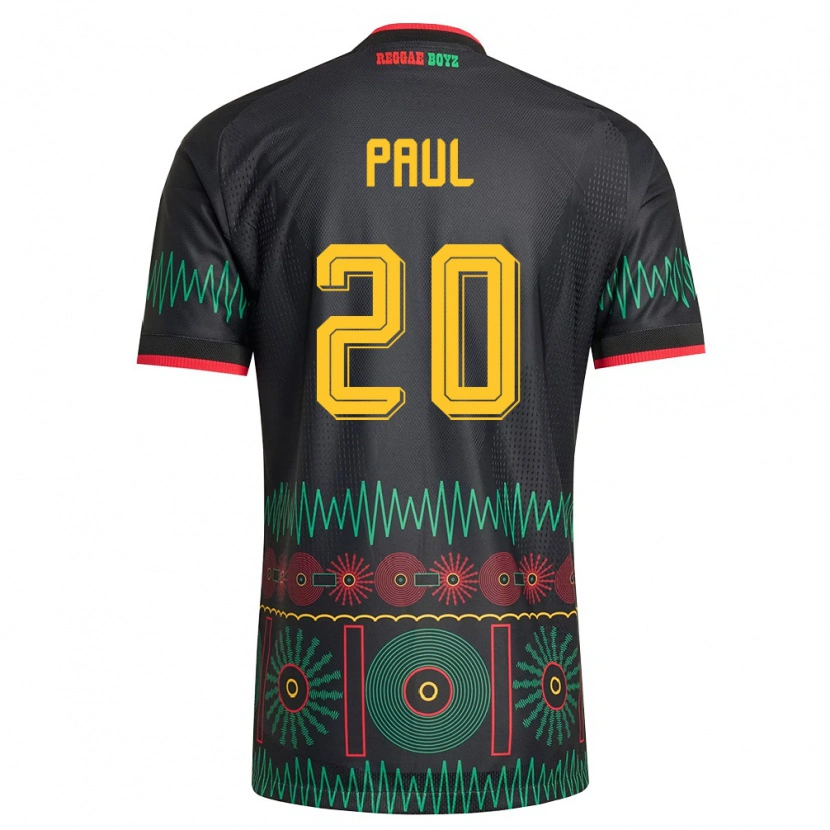 Danxen Hombre Camiseta Jamaica Lachante Paul #20 Negro Rojo Amarillo 2ª Equipación 26-28 La Camisa