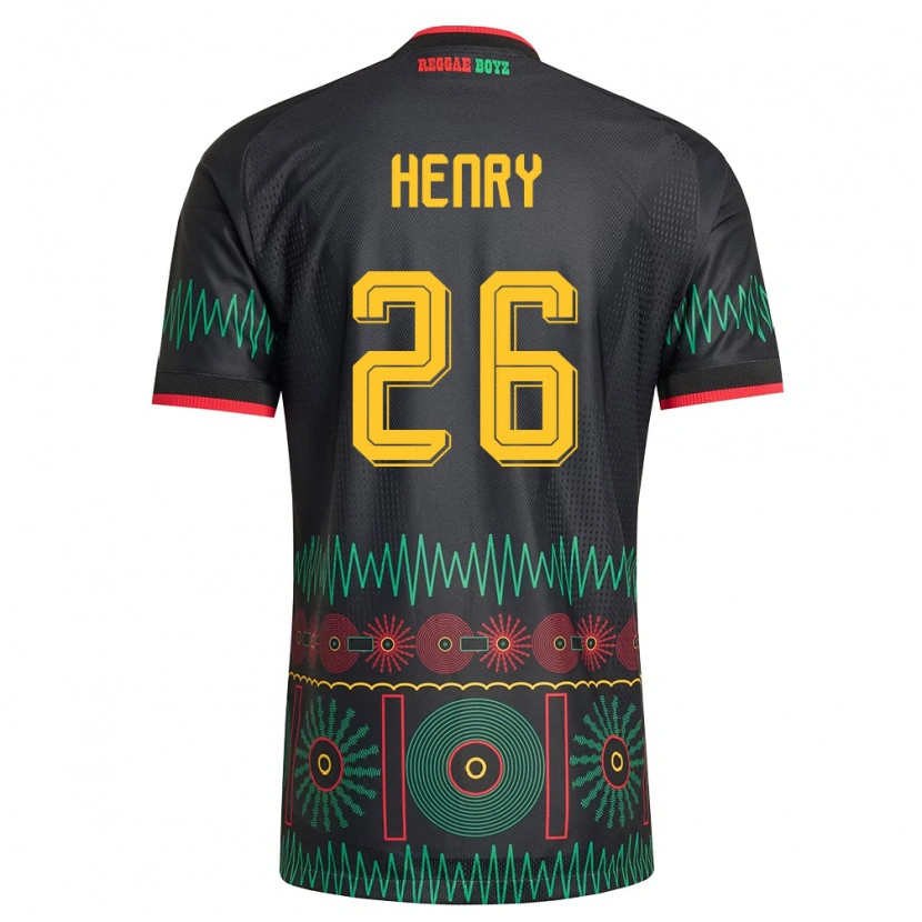 Danxen Hombre Camiseta Jamaica Rico Henry #26 Negro Rojo Amarillo 2ª Equipación 26-28 La Camisa