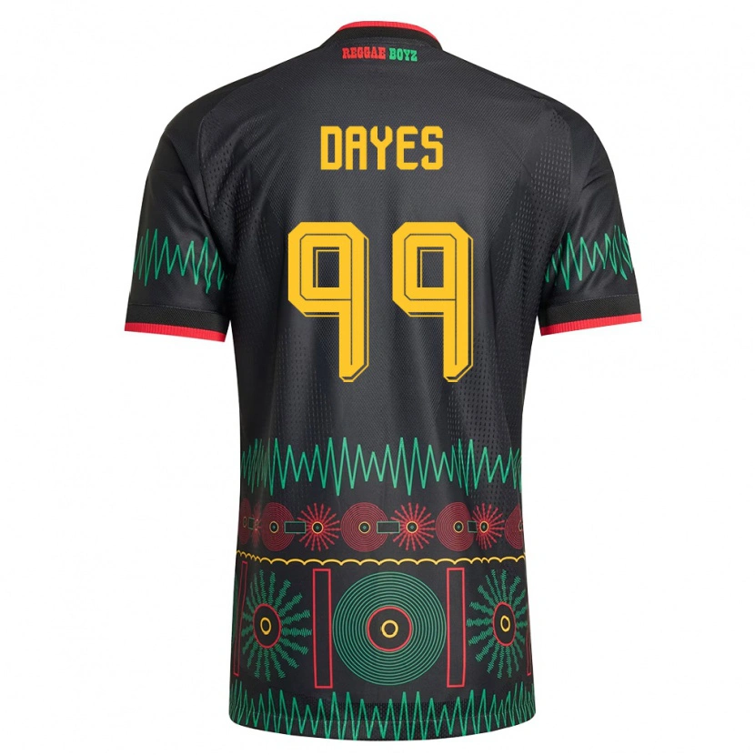 Danxen Hombre Camiseta Jamaica Malikae Dayes #99 Negro Rojo Amarillo 2ª Equipación 26-28 La Camisa