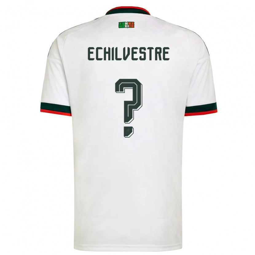 Danxen Hombre Camiseta México Juan Echilvestre #0 Blanco Borgoña Verde 2ª Equipación 26-28 La Camisa