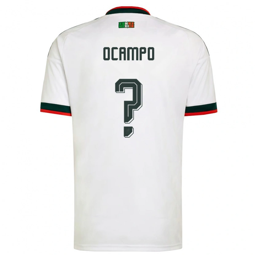 Danxen Hombre Camiseta México Johan Ocampo #0 Blanco Borgoña Verde 2ª Equipación 26-28 La Camisa