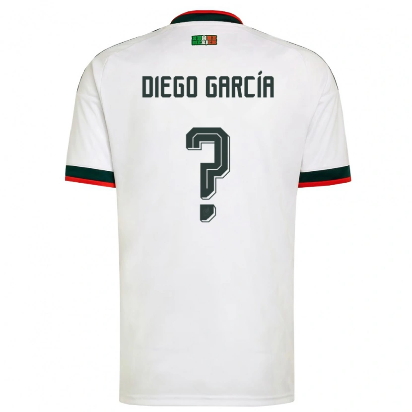 Danxen Hombre Camiseta México Diego García #0 Blanco Borgoña Verde 2ª Equipación 26-28 La Camisa