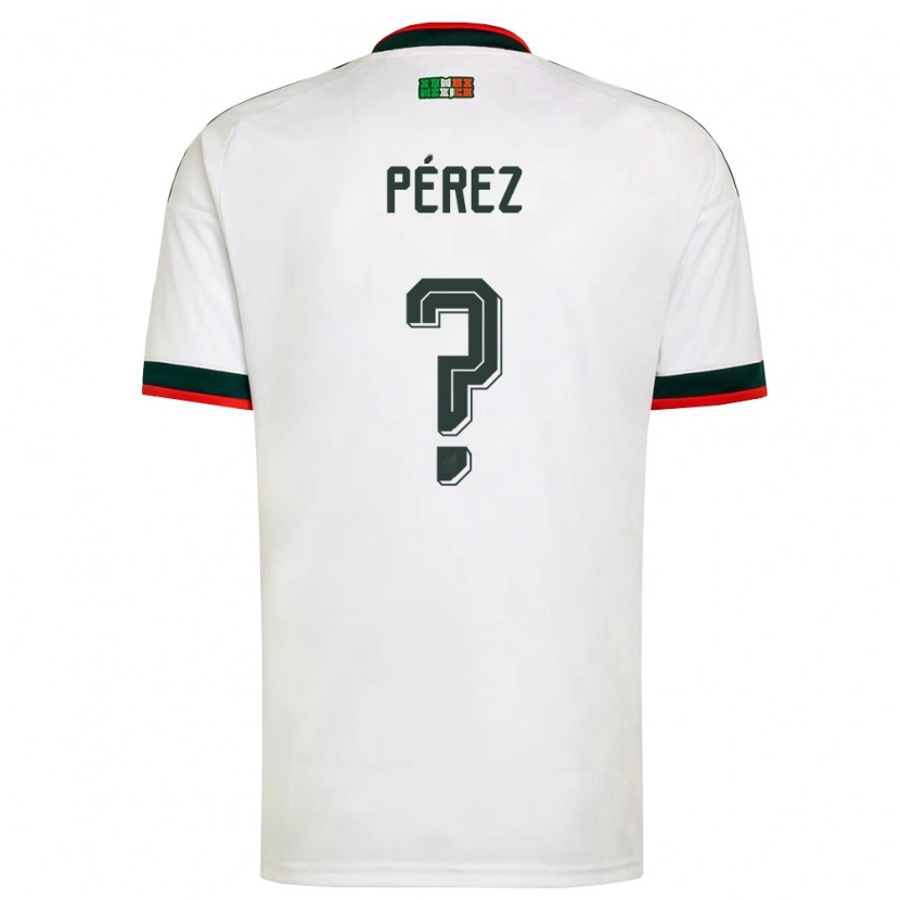 Danxen Hombre Camiseta México Santiago Pérez #0 Blanco Borgoña Verde 2ª Equipación 26-28 La Camisa