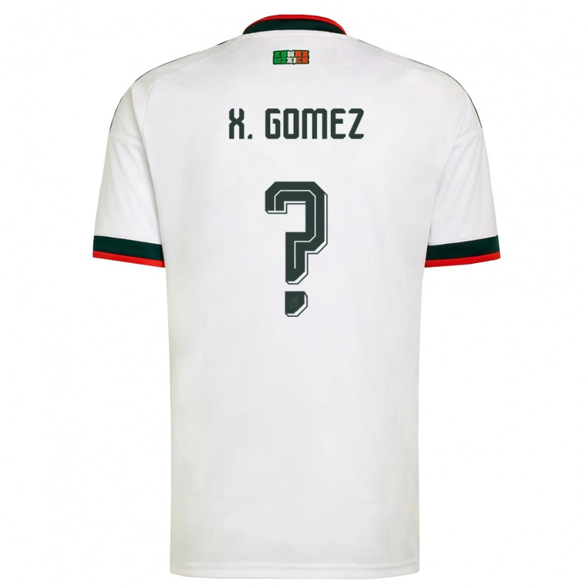 Danxen Hombre Camiseta México Xavier Gómez #0 Blanco Borgoña Verde 2ª Equipación 26-28 La Camisa