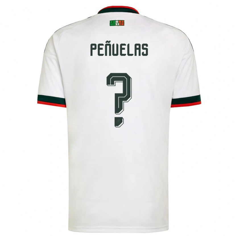 Danxen Hombre Camiseta México Maximo Peñuelas #0 Blanco Borgoña Verde 2ª Equipación 26-28 La Camisa