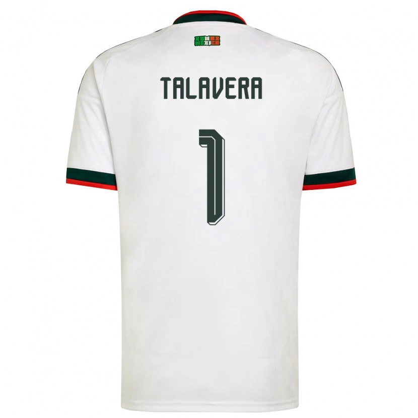 Danxen Hombre Camiseta México Alfredo Talavera #1 Blanco Borgoña Verde 2ª Equipación 26-28 La Camisa