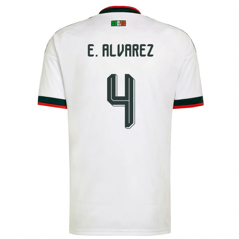 Danxen Hombre Camiseta México Edson Álvarez #4 Blanco Borgoña Verde 2ª Equipación 26-28 La Camisa
