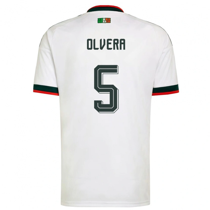 Danxen Hombre Camiseta México Ian Olvera #5 Blanco Borgoña Verde 2ª Equipación 26-28 La Camisa