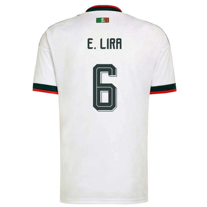 Danxen Hombre Camiseta México Érik Lira #6 Blanco Borgoña Verde 2ª Equipación 26-28 La Camisa