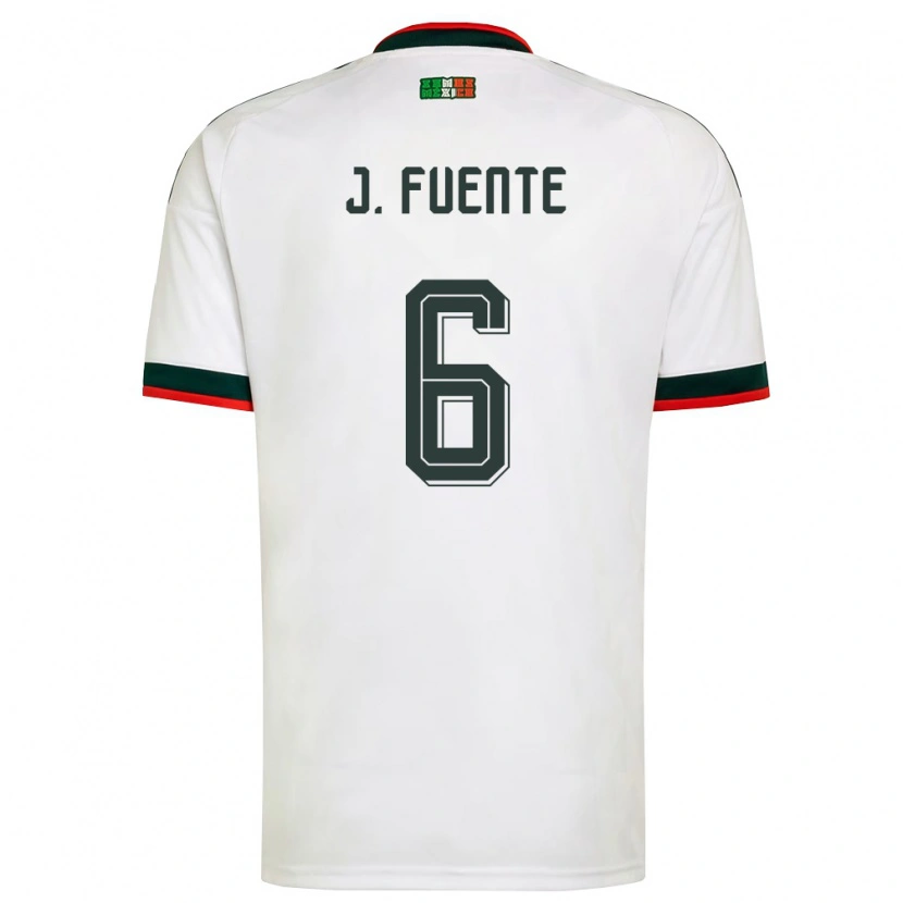 Danxen Hombre Camiseta México Jonathan De La Fuente #6 Blanco Borgoña Verde 2ª Equipación 26-28 La Camisa