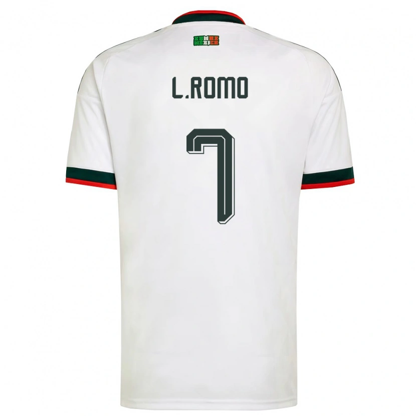 Danxen Hombre Camiseta México Luis Romo #7 Blanco Borgoña Verde 2ª Equipación 26-28 La Camisa